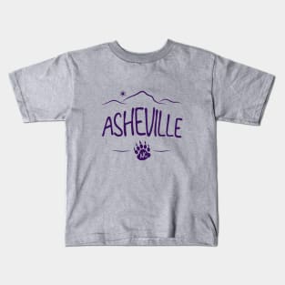 Asheville, NC - Black Bear Paw - PurpleO 14 Kids T-Shirt